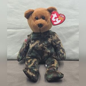 TY Beanie Baby HERO USA Version (Flag on Right Arm) 8.5" 2003 with Mint Tags